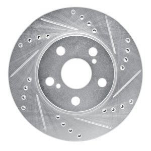 Toyota Celica Brake Rotor (1) - Front Right - R1 Concepts - Drilled & Slotted - Silver - `94-`00